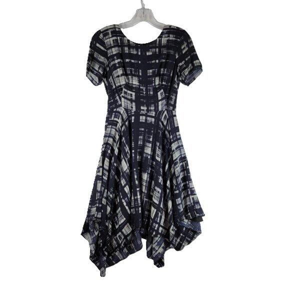 Corey Lynn Calter Painted Plaid Dress Handkerchief Hem - Anthropologie sz 2 - Picture 1 of 14